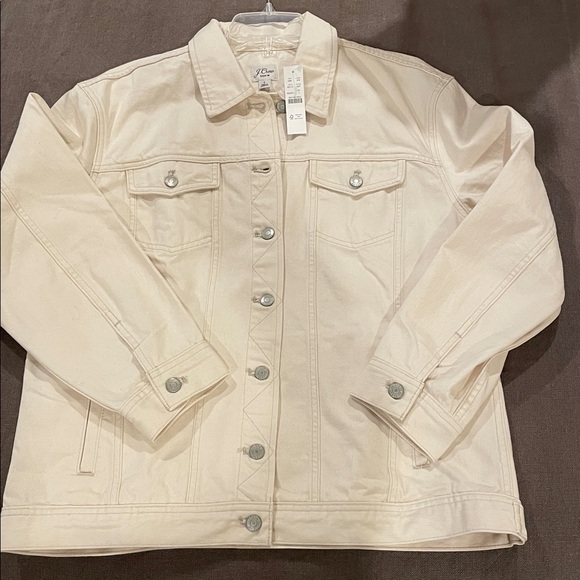 J. Crew Relaxed Denim Jacket Ecru Size L - Picture 9 of 10
